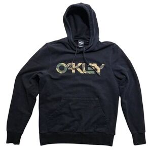 Oakley Mens Custom Fit Camo Logo Pullover Hoodie Black Small CA35460 RN96548
